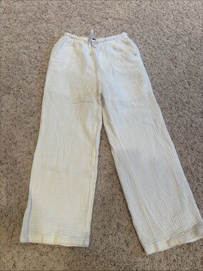 SHEIN White Elastic Waist Wide-Leg Pants